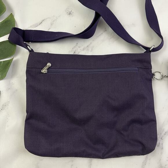 Kipling Lightweight Cross Body Purse Bag Dark Purple Square Pom Pom Charm - Picture 6 of 9